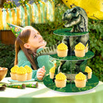 supports cupcakes dinosaures feuilles vert gris anniversaire jungle enfant thème jurassique festive occasionnels