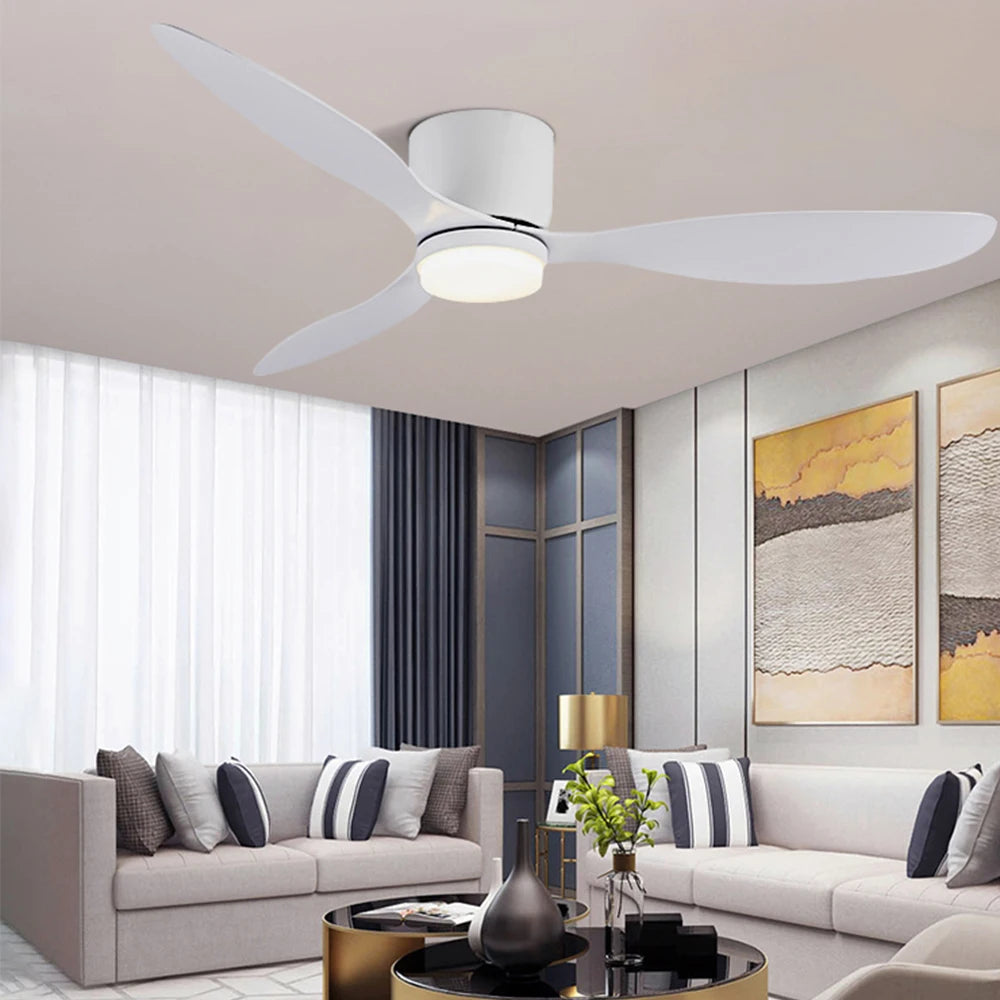 ventilateur led moderne vitesses télécommande noir blanc boisclair