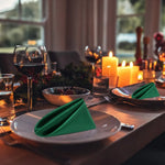 serviettes table vert foncé classiques satinées machine lavables 43cm 43cm restaurant maison