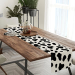nappe lin imprimée vache noire blanche rustique décoration table moderne chambre