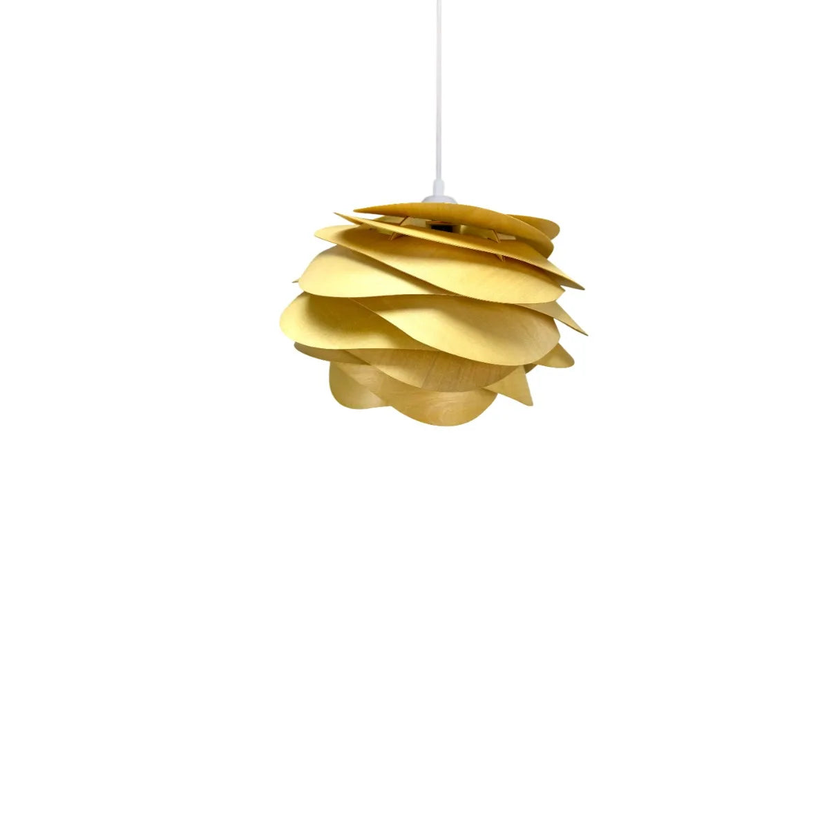 lampe suspendue moderne bois ondulée 30cm ampoule led beige clair blanc