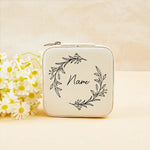 boîte bijoux personnalisation fleurs blanc rose vert moderne élégant zip 10x10cm
