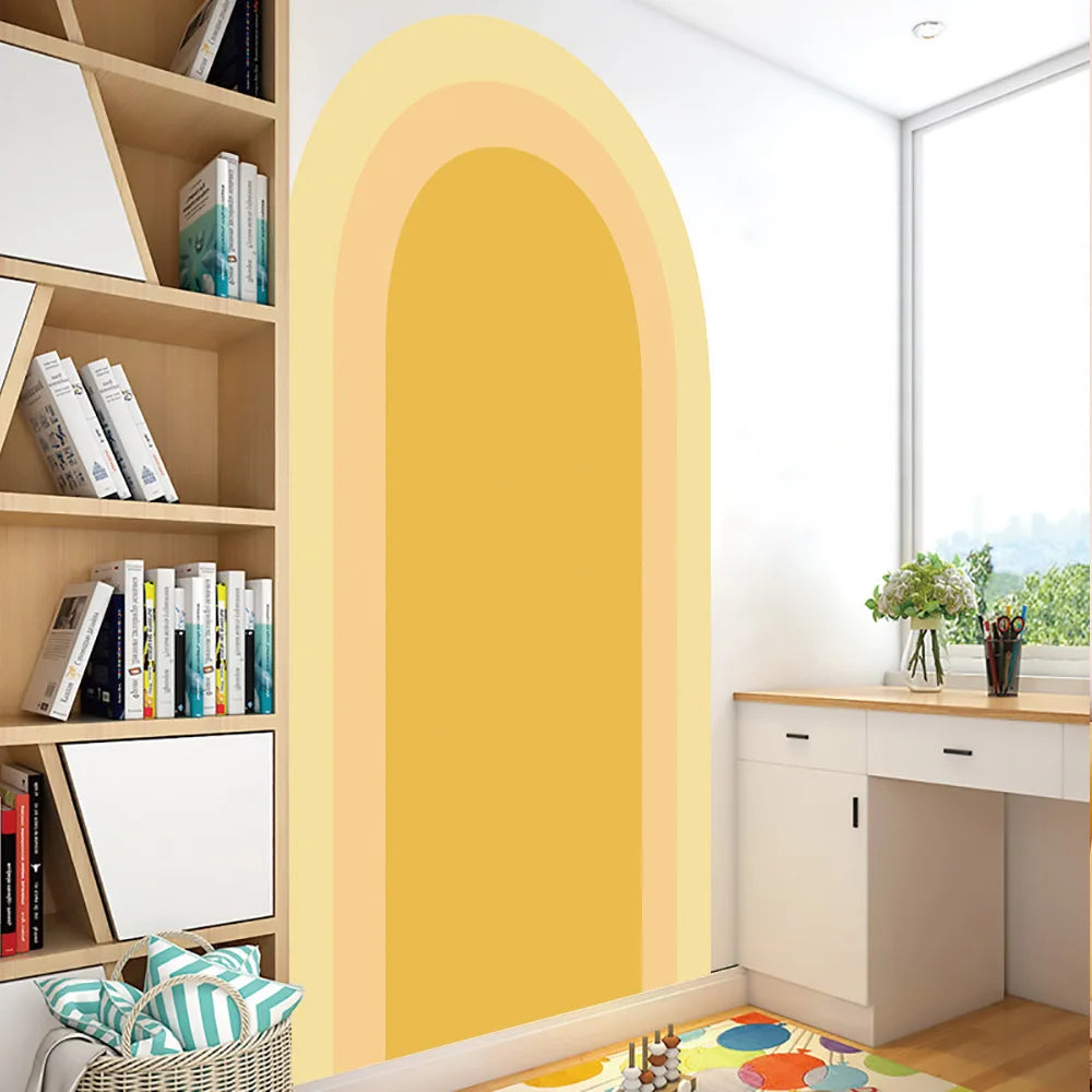 rideau mural moderne orange jaune beige uni minimaliste maison salon chambre d'enfant decoration autocollant