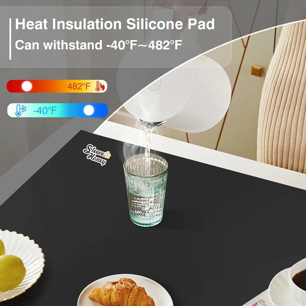 tapis protection table silicone noir anti dérapant thermique cuisine salle manger