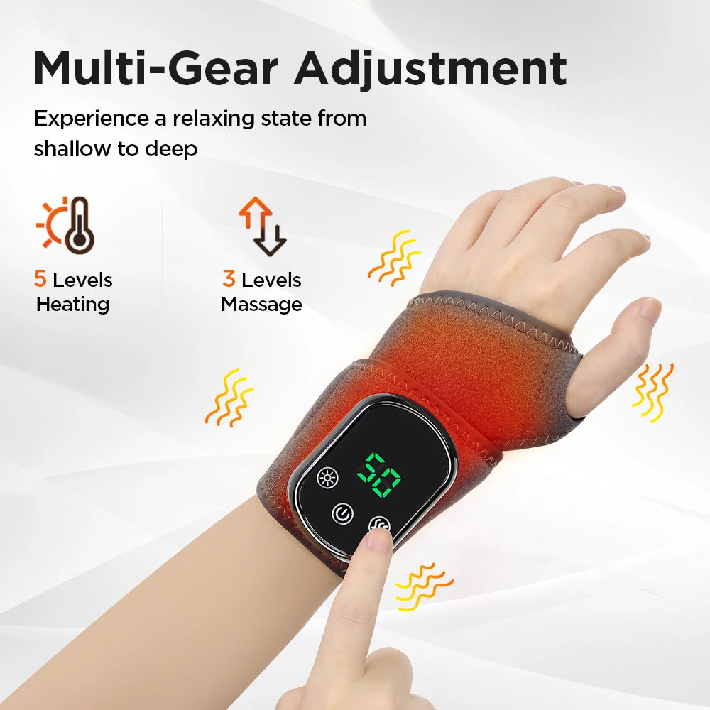 bracelet chauffant massage vibration relaxation affichage numerique controle usb moderne gris orange
