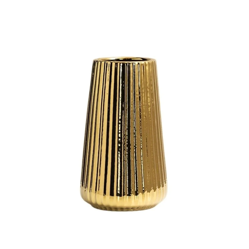vase argenté doré moderne rayures verticales décoration table floral simple