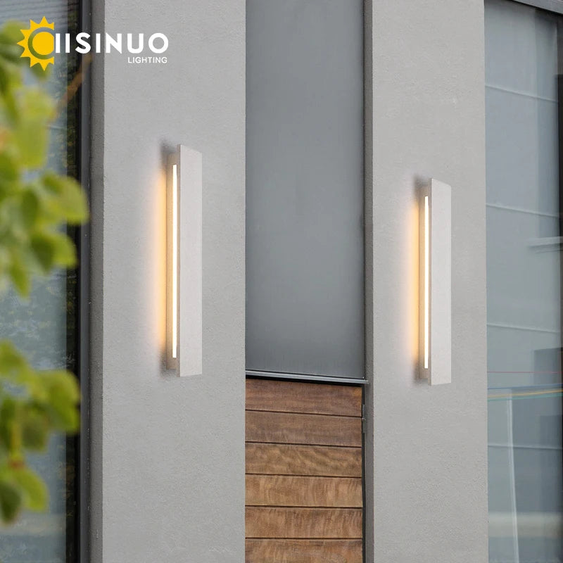 applique murale led moderne gris blanc calcaire étanche extérieure entrée jardin villa