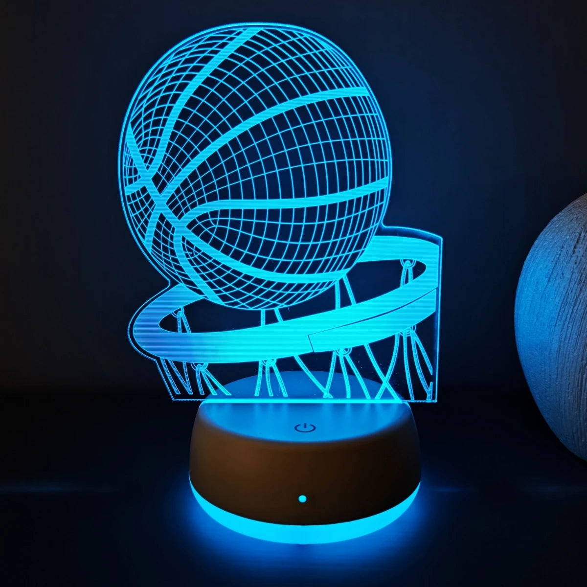 lampe nuit 3D bleu vert violet réseau lignes blanches transparent moderne minimaliste tactile USB