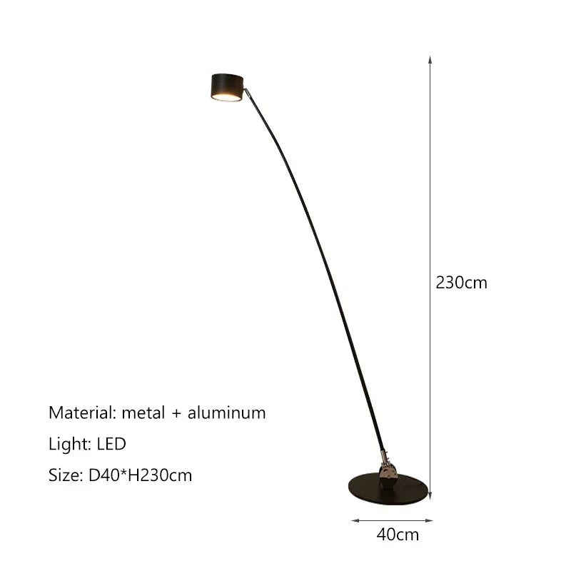 lampe sol moderne noire led 6000k 4000k 3000k haut bas interrupteur métal 160cm 180cm