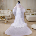 voile mariée blanc peigne métallique double couche bord coupé transparent élégant soirée