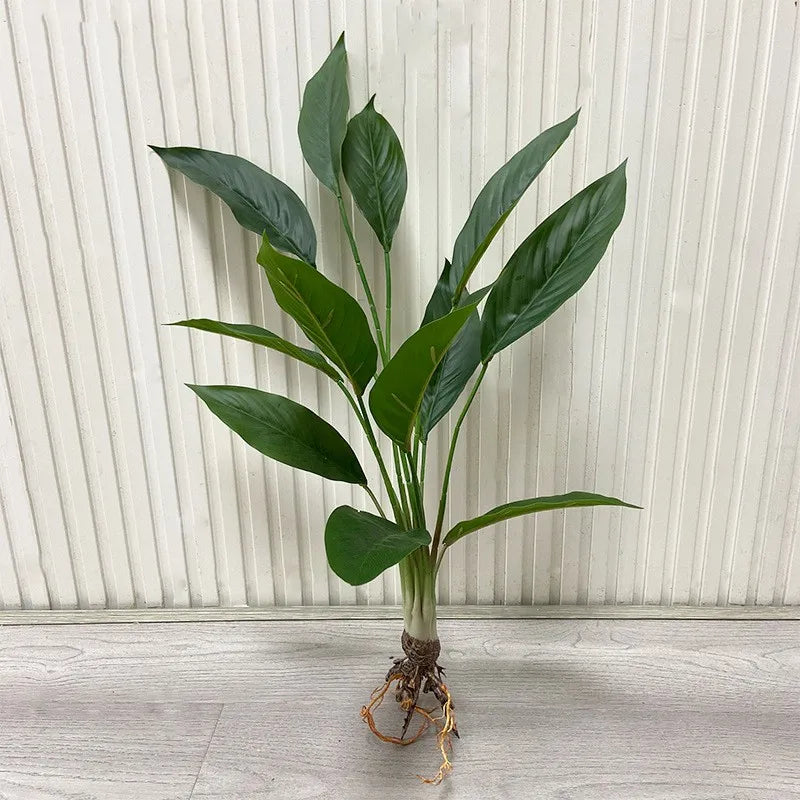 décoration murale moderne plante artificielle feuilles vertes racines apparentes salon chambre coucherextérieur