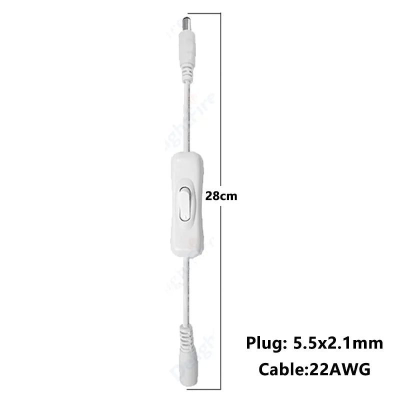 câble adaptateur blanc noir rondelles fixation moderne 22 20awg 5.5 2.1mm