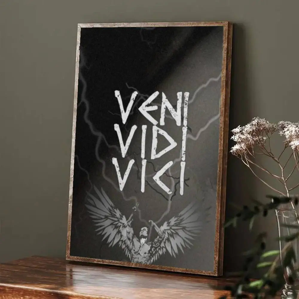 affiches homme musclé ailes zyzz veni vidi vici noir blanc moderne minimaliste papier cadre