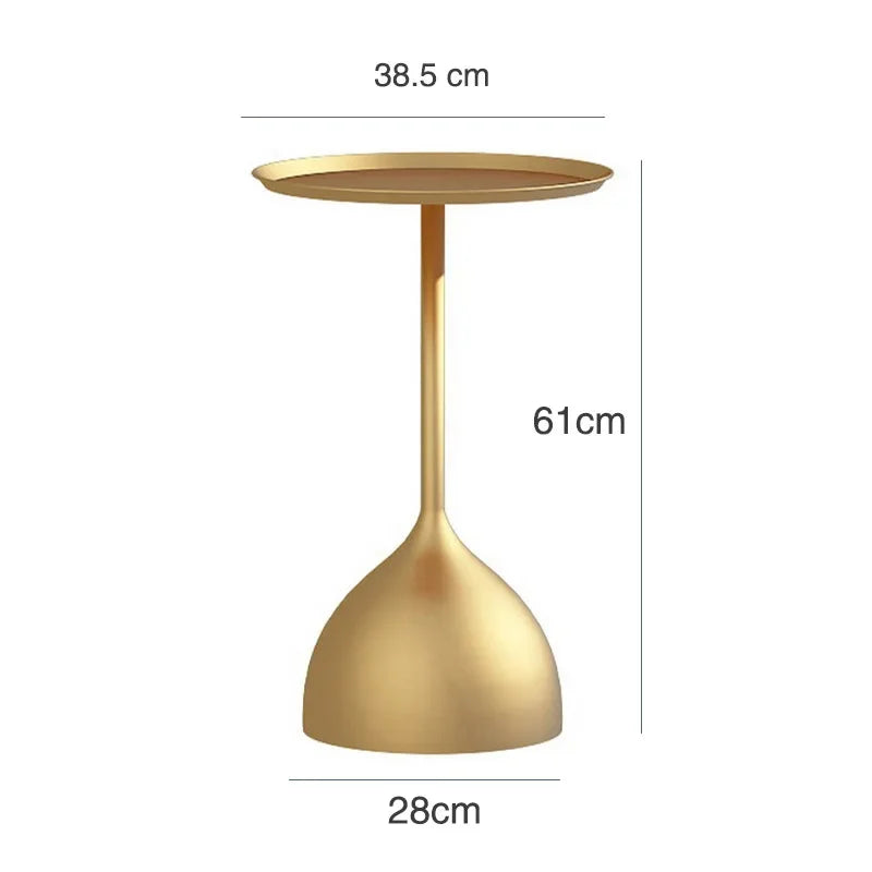 table basse moderne or bleu marine minimaliste plateau rond base originale 38.5x61x28