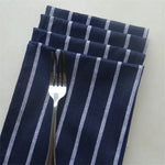 serviettes table coton bleu marine rayées classiques absorption rapide dimension 40x60cm