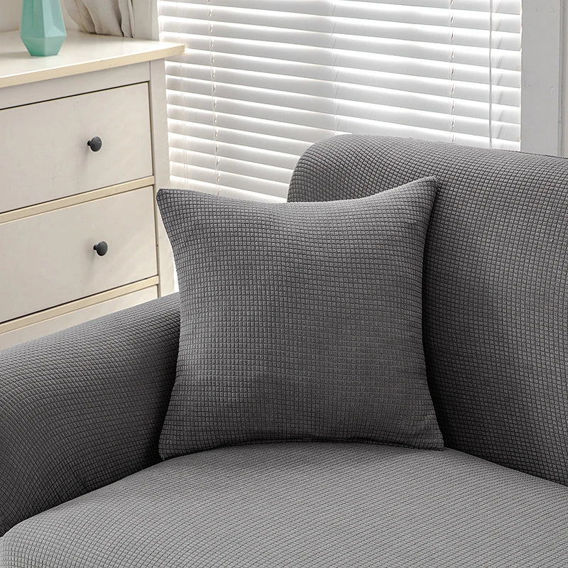 housse coussin imperméable polyester 45x45cm plaid carré moderne vert menthe gris blanc