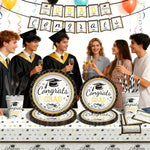décoration fête diplômes guirlande congrats grad assiettes carton serviettes papier gobelets ballons roses