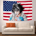 tapisserie anime personnages dessin animé rose blanc bleu noir chambre salon