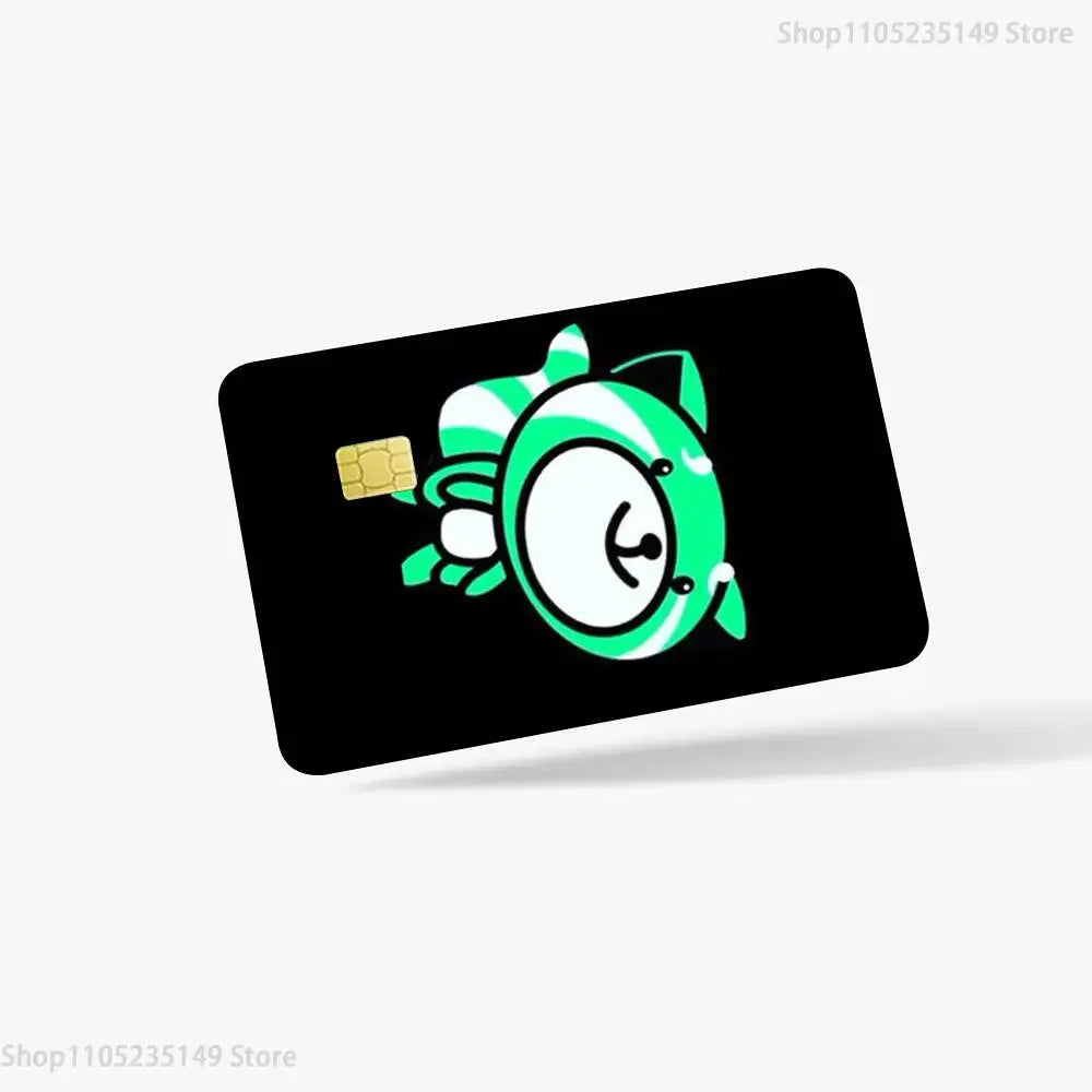 étui carte bancaire kiss land personnages vert noir adhésif moderne graphique sécurité illustration