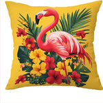 taies d'oreiller moderne imprimé flamants roses fleurs tropicales polyester respectueux environnement 40x40cm 45x45cm 50x50cm