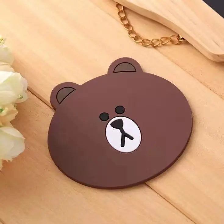 coasters silicones dessins animés personnages cartoona bears rabbits ducks mignons
