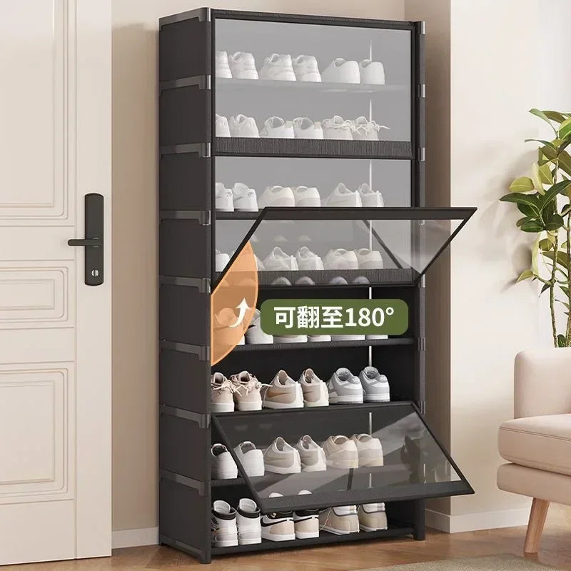 organisateur chaussures noir moderne meuble salon rangement tapis tabouret plante tablette amovible