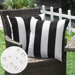 housse coussin extérieure imperméable polyester moderne motif rayé noir blanc 30x50cm 45x45cm