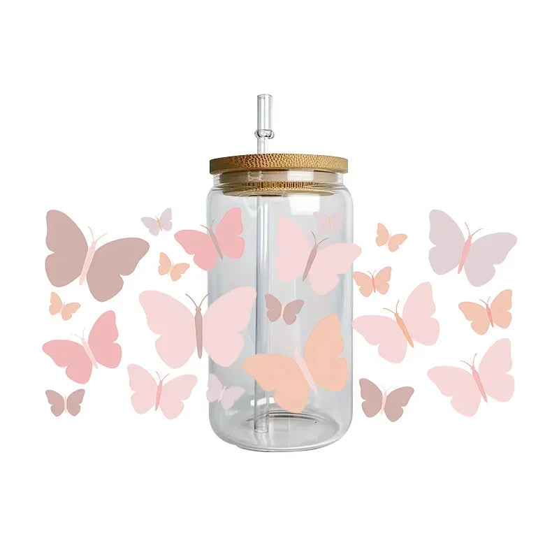 autocollants papillons fleurs tasse imperméable adhésif floral transparent amerique bricolage