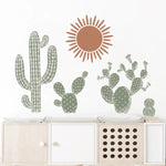 décoration murale stickers cactus bohémiens soleil texturé enfants chambre salon