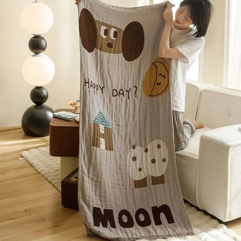 serviette bain coton dessin animé ours lapins séchage rapide moderne douce enfant toilettage grise