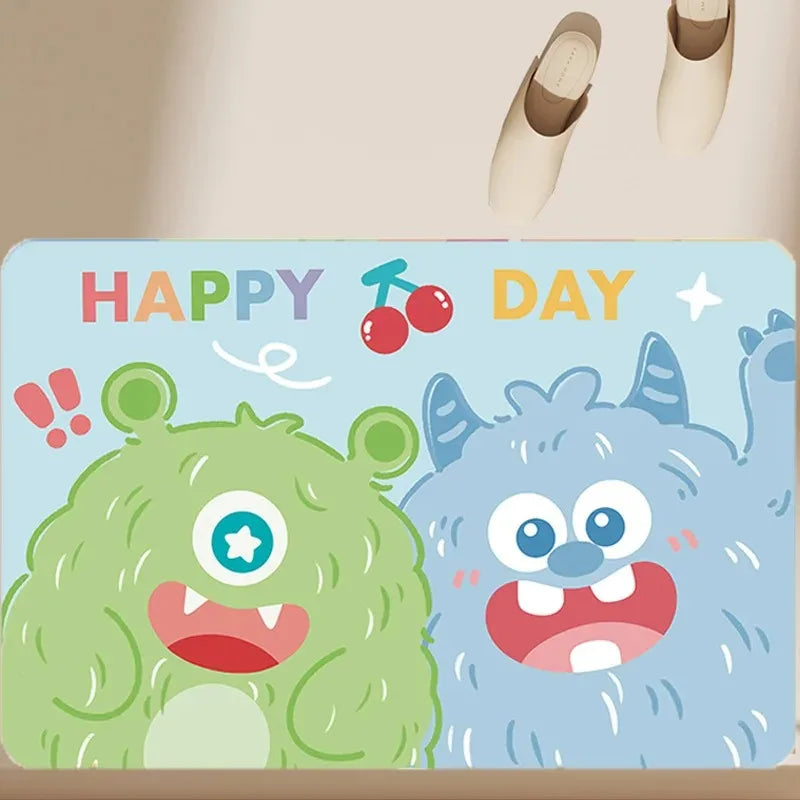 tapis sol multicolore dessins animés monstres mignons expressions variées bienvenue journée heureuse 40x60cm 50x80cm