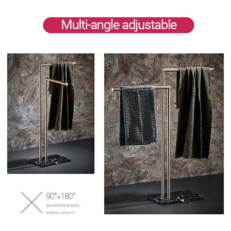 porte serviettes moderne or noir acier inoxydable barres doubles lisses marbre élégant serviettes