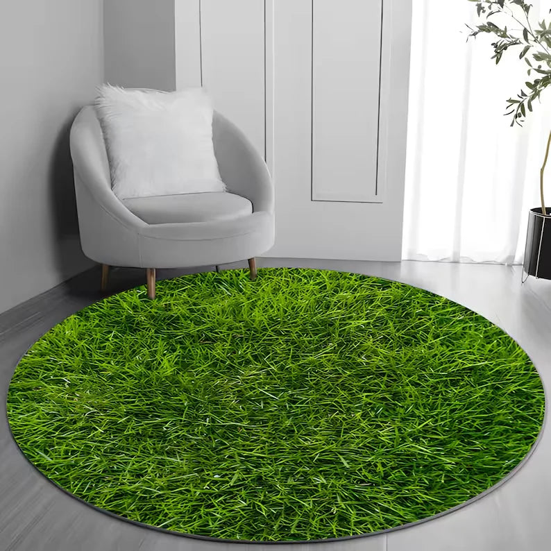 tapis moderne poisson koi lotus géométrique polyester salon chambre bleu vert blanc