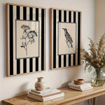 affiche abstraite oiseau plante rayures noires minimaliste classique salon décoration mur toile sans cadre