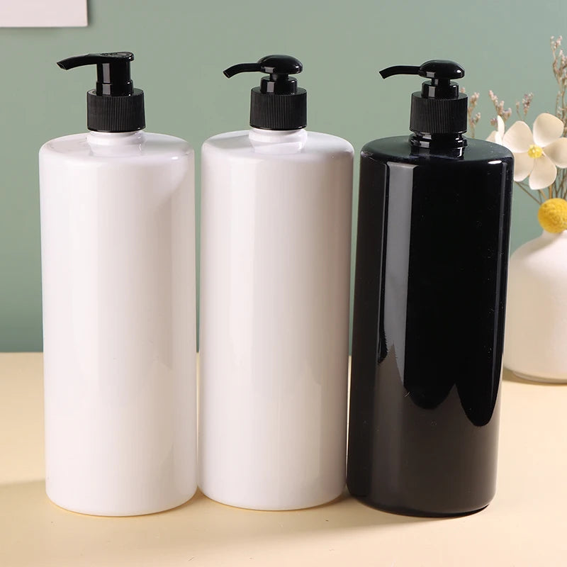 flacons cosmétiques pompe blanc noir moderne minimaliste 24cm 8.3cm rechargeable 1000ml