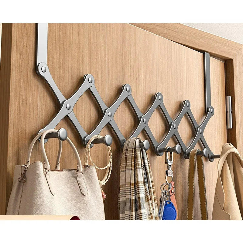 porte manteau extensible gris métallique moderne accroches porte serviettes étagères