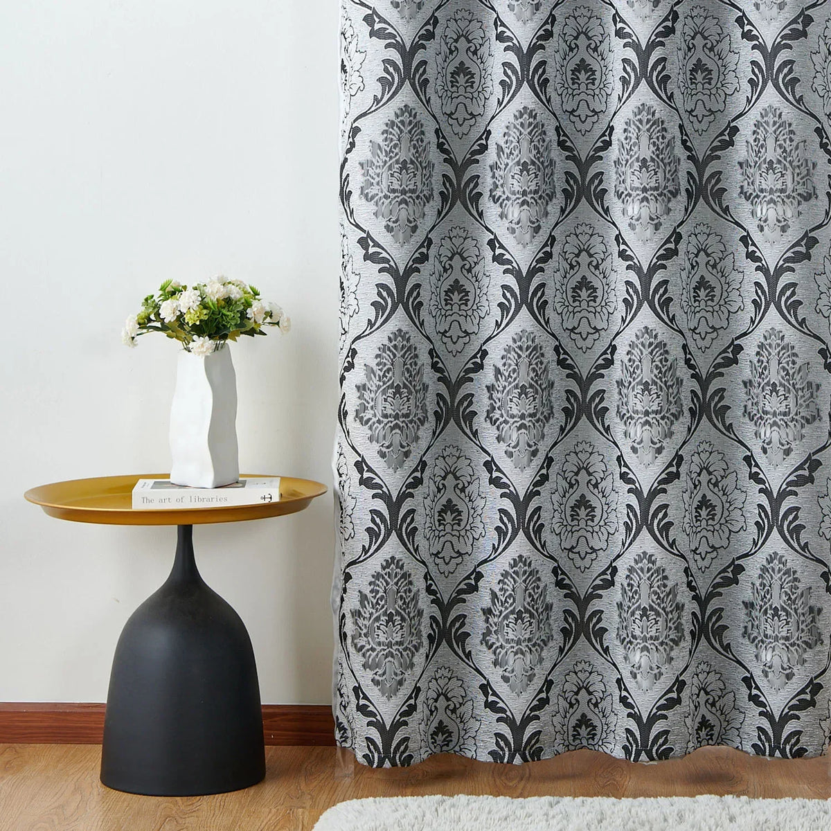 rideau gris floral opacité classique polyester moderne maison