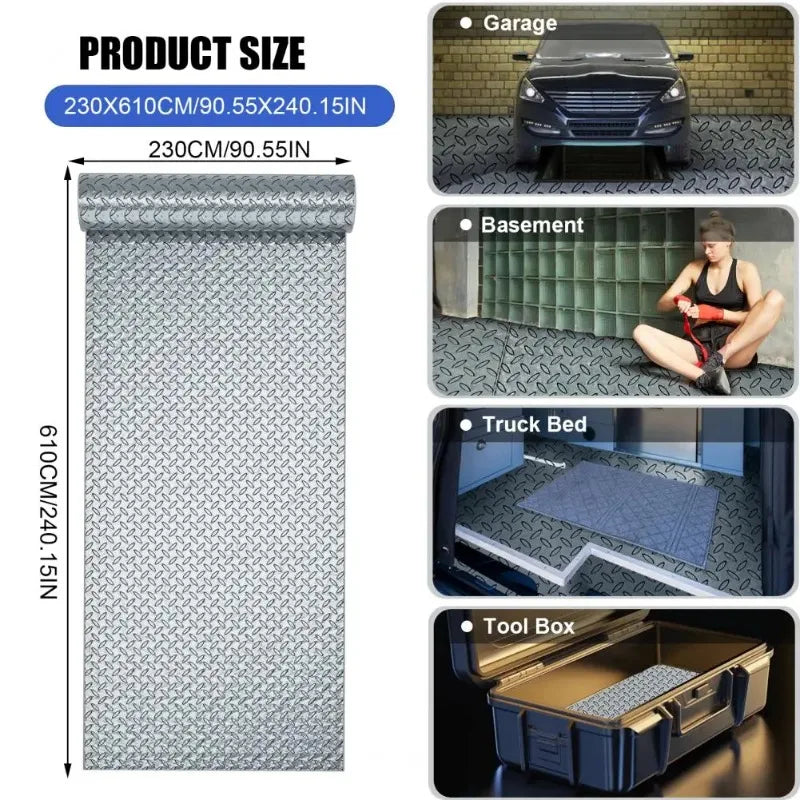tapis sol pvc antidérapant texture diamantée gris moderne résistant corrosion salle sport parking voiture