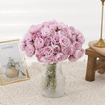 bouquet pivoines artificielles soie rose blanc violet décoration intérieure mariage anniversaire transparent minimaliste