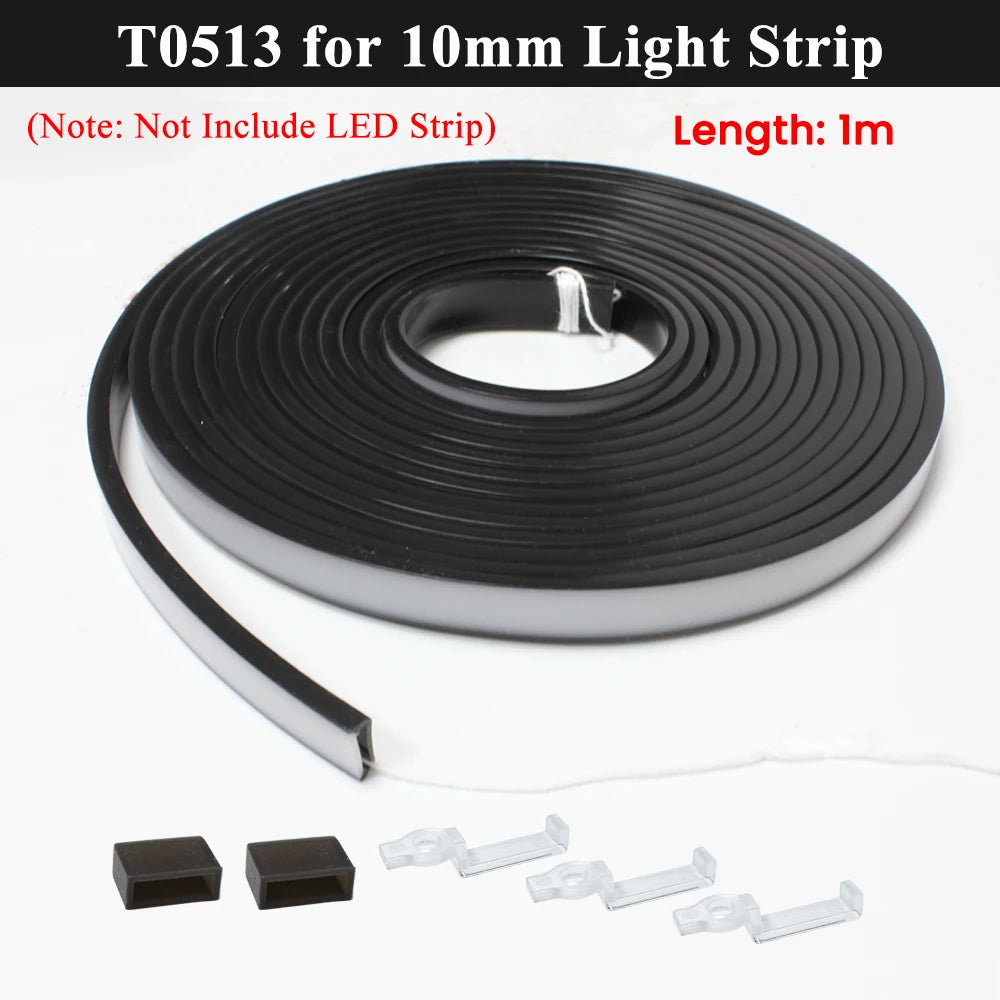 ruban led flexible noir mat moderne adhésif clips adhésifs noirs blancs silicone 5m 1m