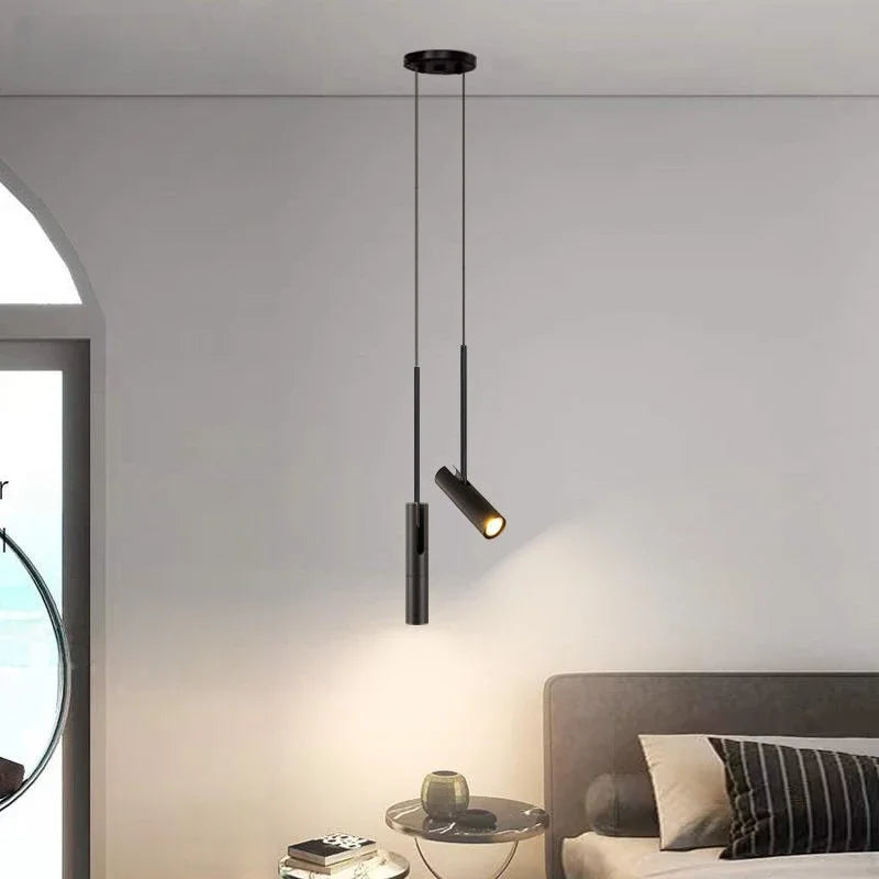 Lampes suspendues modernes minimalistes noir doré abat jour cylindrique salon chambrehôtel