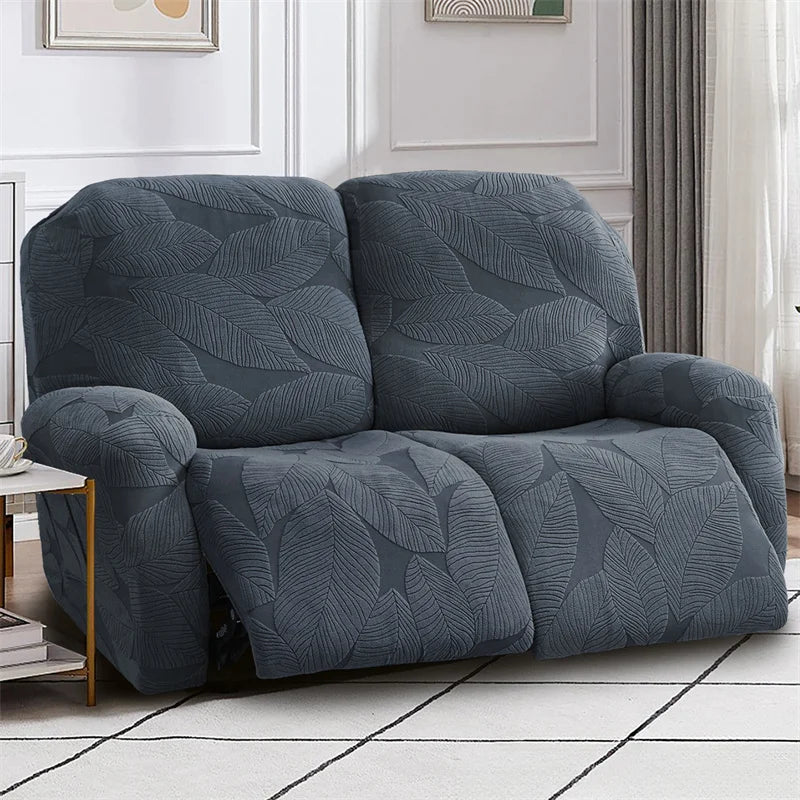 housse canapé rétractable gris feuilles moderne poche adhésive places 68cm 99cm