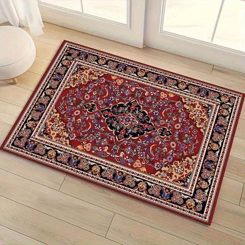 tapis ornements floraux géométriques motifs traditionnels rouge noir beige bleu violet classique oriental antidérapant