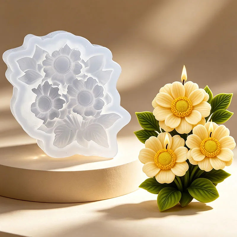 moulage silicone bougies fleurs dahlias marguerites tulipes parfums savons décorations saint valentin mariage
