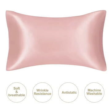 protège oreiller satin rose pâle moderne confortable lit soie douce lisse opaque couple beauté