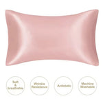 protège oreiller satin rose pâle moderne confortable lit soie douce lisse opaque couple beauté