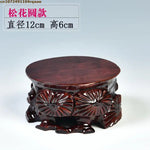 support décoratif bois sculpté floral artisanal marron foncé vase théière statue bouddha décoration intérieure