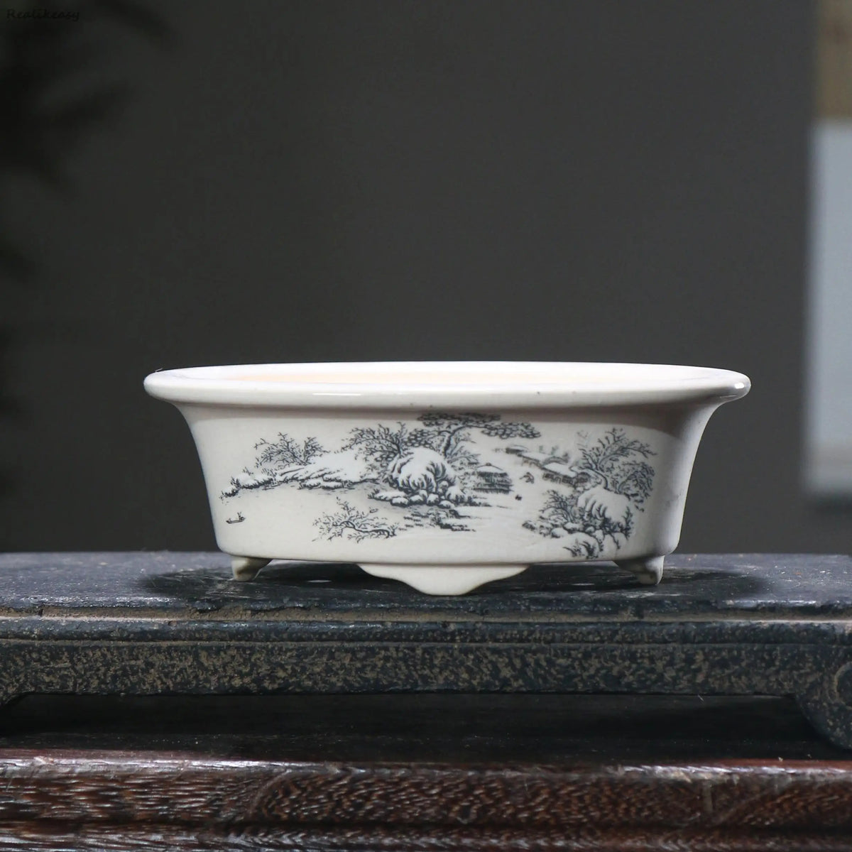 bacs plantes chinois paysage peint blanc opaque décoration intérieure pots fleurs