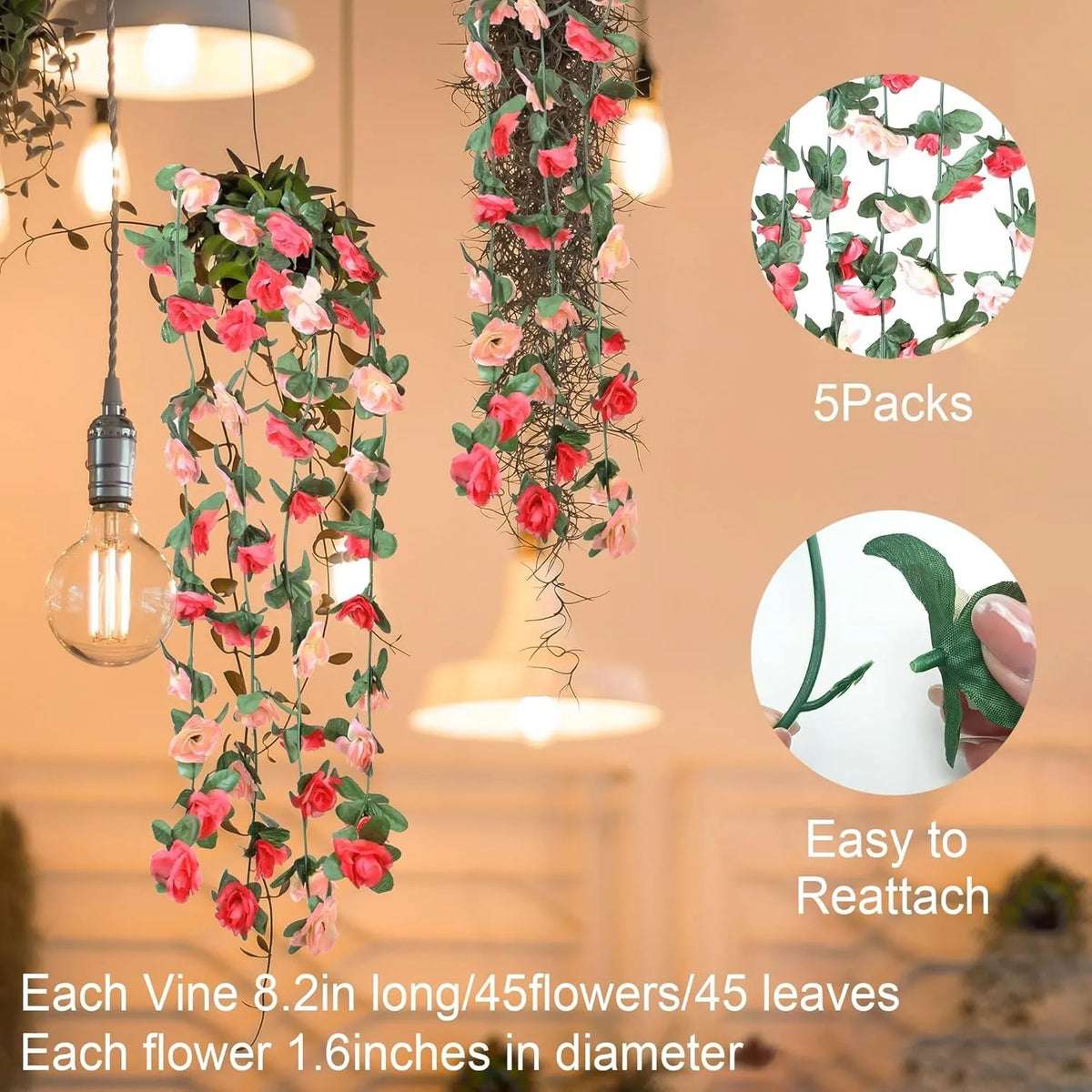 guirlande artificielle roses blanches vertes mariage décoration intérieure diy fleurs feuilles adhésif floral