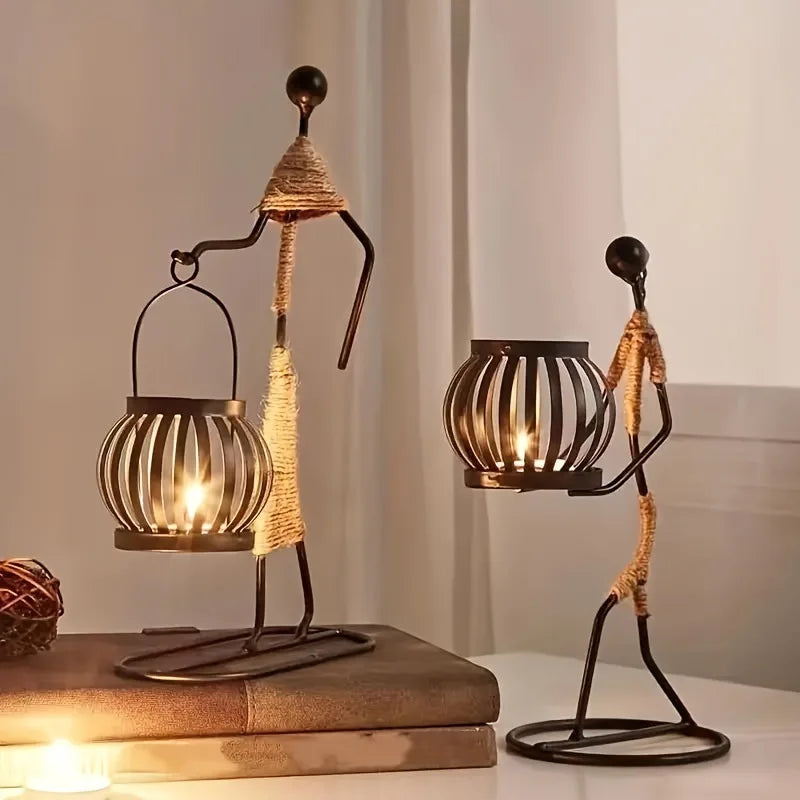 lampe décorative artisanale moderne métal corde tressée noire beige posable tringles